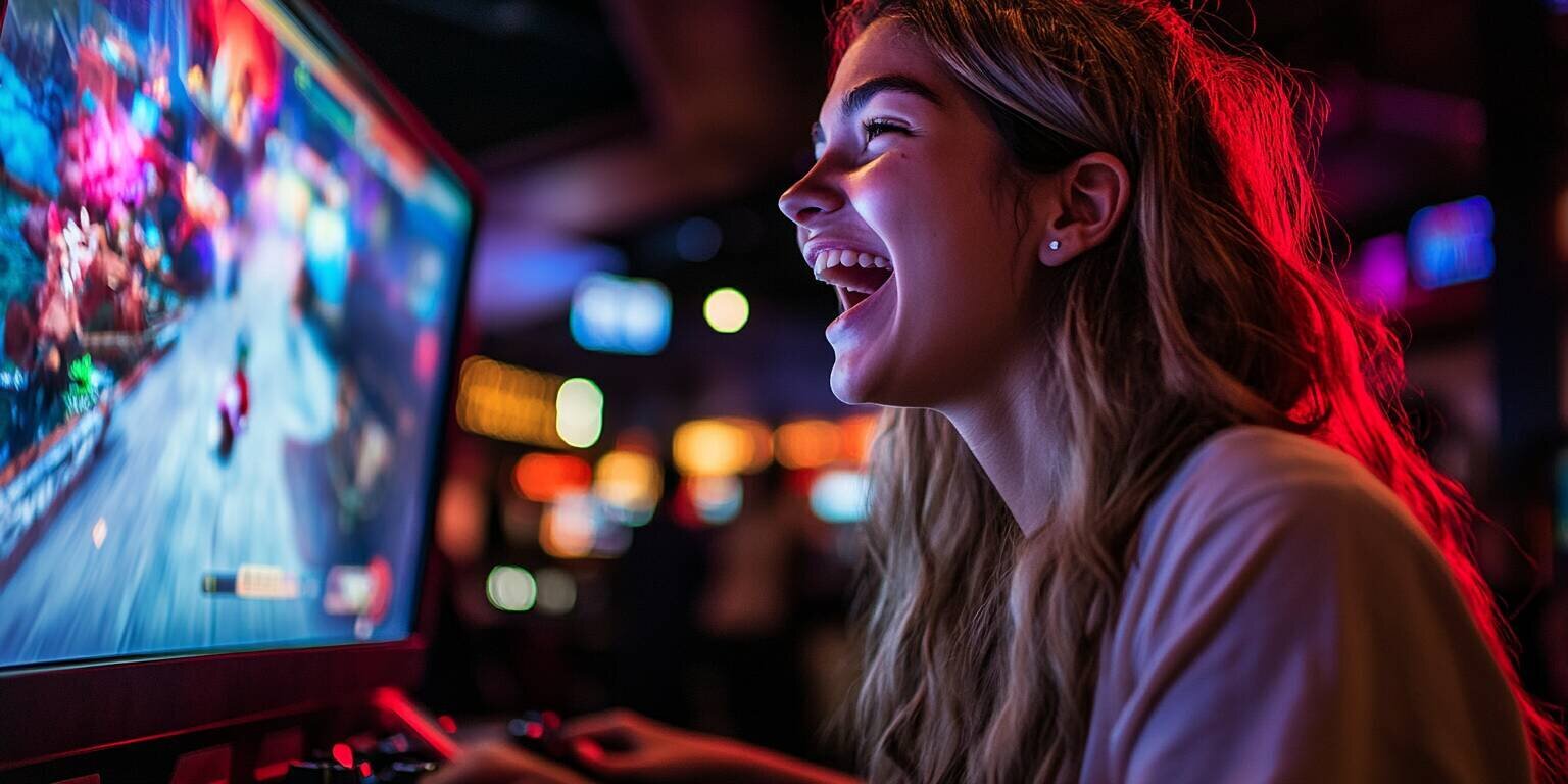 Woman playing Chicken Road at Lucky 34